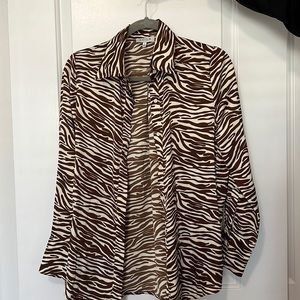 Brown Zebra Button Down